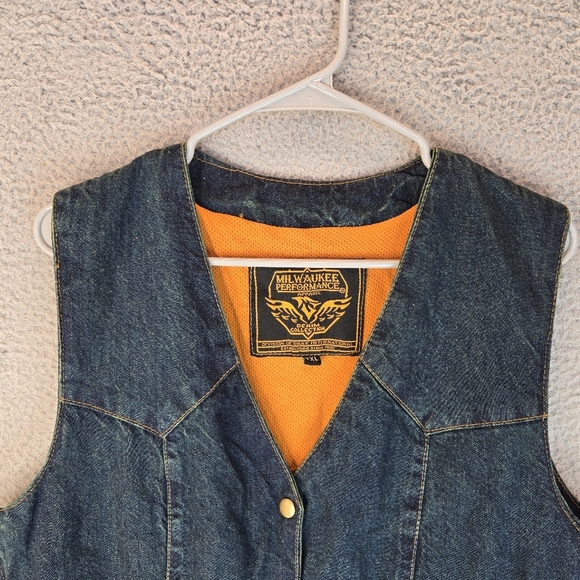 Milwaukee Unisex Denim Collection Performance Vest Sz 2XL Dark Blue Biker - Picture 2 of 13
